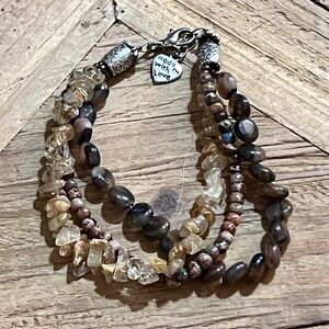 Handcrafted Natural stone citrine jasper tigers eye Multi strand Bracelet